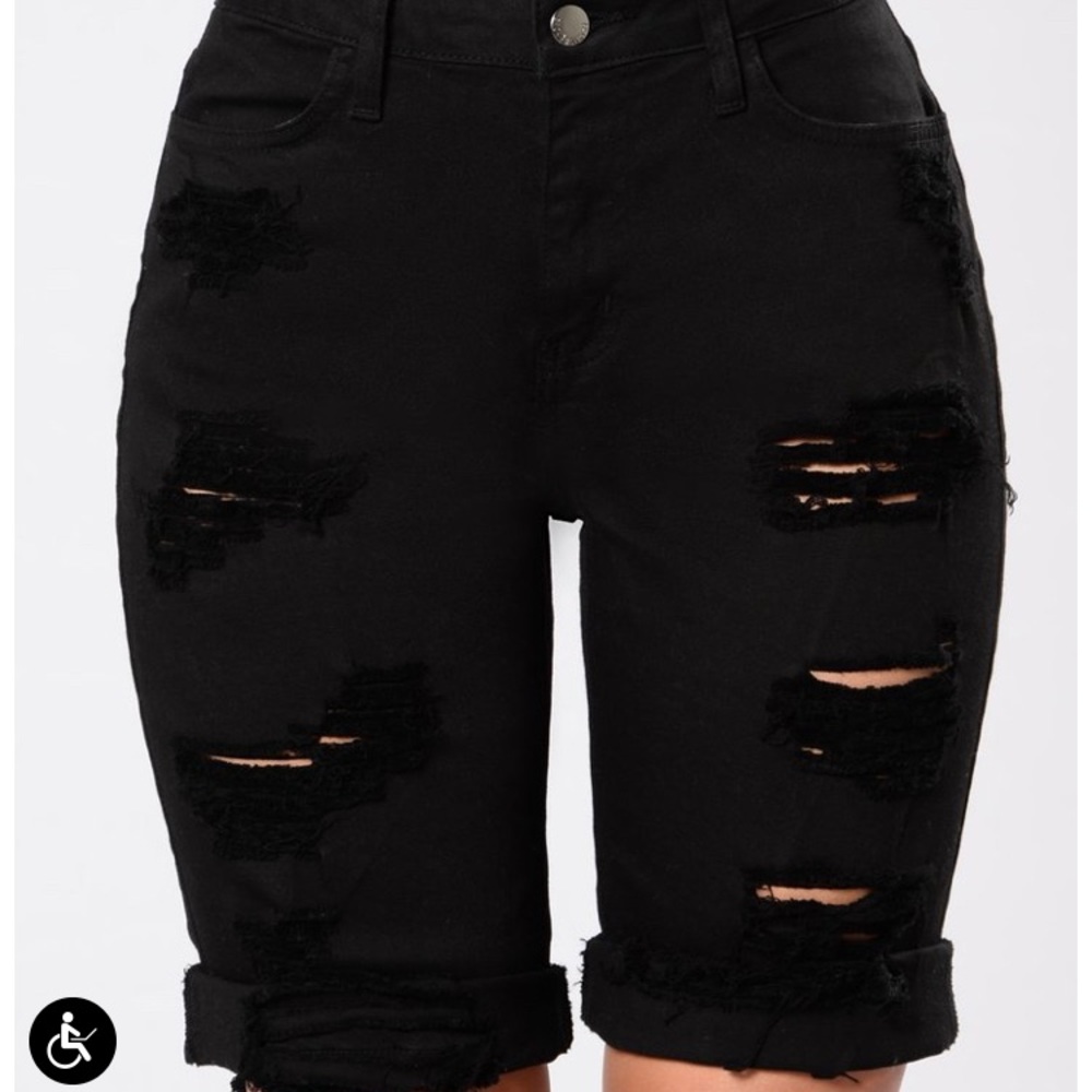 Black Bermuda Jean Shorts